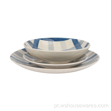 Utensílios de tabela de tabela de tabela de porcelana impressão de cozinha jantar de cozinha 12 PCs Dinnerware Ceramic Dinner Set